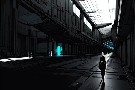 highly insanely detailed, masterpiece, top quality, best quality, highres, 4k, 8k, RAW photo, (very aesthetic, beautiful and aesthetic),  
tsutomu nihei,nihei_tsutomu,blame!,blame gakuen!,abara,TNstyle,sidonia_no_kishi,(sidonia \(ship\),megastructure in background,tunnel,lab,mausoleum),vast scenery,perspective,cyberpunk,dark background,open space,flock,science fiction,empty,blm,futuristic, 
<lora:blameLora_v10:1>, 
(1girl:1.3), 
solo focus, 
roman architecture background,âââ