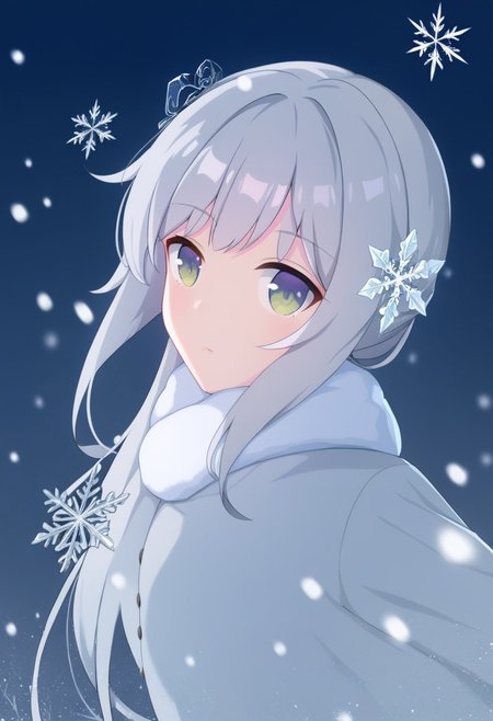 (1girl , solo ,  ),snow,  snowflake ,  background
