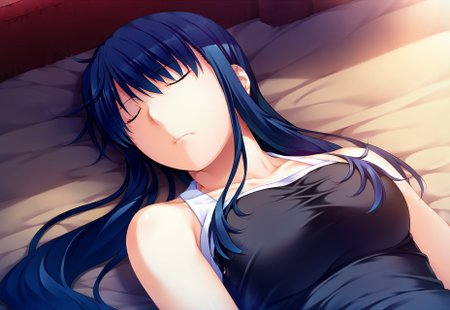 score_9, score_8, score_7, source_anime, kusakabe asako, hair down, sleeping