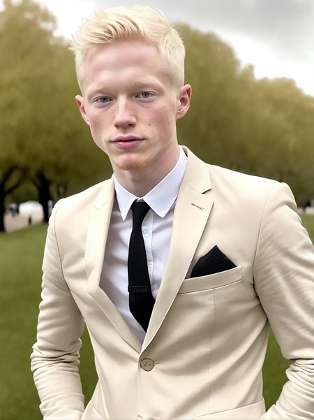 professional photograph, high resolution, 30yo drewsynthxl, portrait, solo, realistic, expressionless, albino,
face focus, profile,
in the park, overcast