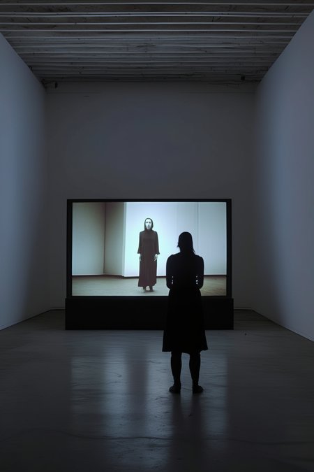 <lora:Video installation:1>Video installation - Video art featuring a performance art piece that is recorded and edited into a cinematic narrative, blurring the boundaries between live performance and film