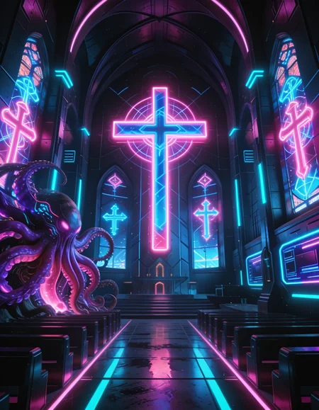 futuristic church interior