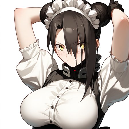 <lora:Takeuchi_Takashi_PonyXL_style_v01:1>
<lora:agent.pony:1>
score_9 , score_8_up , score_7_up , source_anime , 
masterpiece , best quality , ultra-detailed , 
BREAK
agent \(girls' frontline\), maid
1girl , woman , huge breasts , light smile , light blush , ((medusa (fate)):0.5)  , 
long black hair  , maid dress ,  
arms up