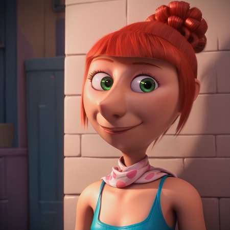 score_9, score_8_up, score_7_up, score_6_up, score_5_up, score_4_up, alley, 3d, <lora:Lucy_Despicable_Me-000007:0.8> , 1girl, lucydm, green eyes, single hair bun, blue dress, scarf, sleeveless, portrait, pointy nose, looking at viewer, light smile, eyelashes, red hair,