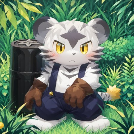 score_9, score_8_up, score_7_up, zPDXL3, ((((sdgs4by zuppu11)))), sichiseki (kemokami), 1boy, furry, kemono, cute, solo, blushing