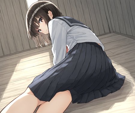 masterpiece, best quality, amazing quality, sfw, 1girl, solo,  shirt, pleated skirt, sailor collar, looking at viewer,  <lora:Kakuninii style ILL:1.2> kakuninii