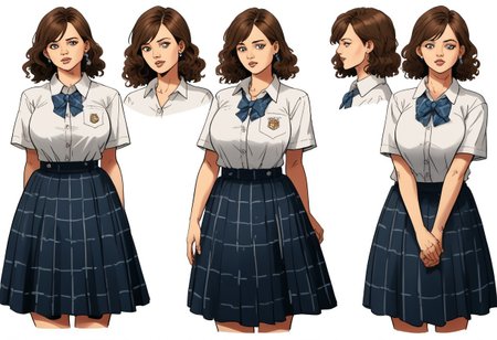 score_9, score_8_up, score_7_up, score_6_up, adult beautiful woman,   (chiaroscuro lighting) 
source_cartoon,   f3rn4nd0, (line art), 
1female), solo,
 (CharacterSheet:1), 
simple white background, dynamic pose, reference sheet, waist up shot, (from front), (from behind), CharacterDesignXL 
(1female). solo,
(gigantic breasts), 
asahina, school_uniform,plaid,skirt,