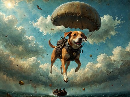 steampunk style, Professional photography. 

A dog floating through the air suspended from a parachute.

<lora:OMG-Is-DucHaiten_v1.0:1.0>
<lora:sdxl_lora_beksinski-000018:0.4> digital artwork by Beksinski 
<lora:The_Dark_Side_of_the_Earth:0.2>