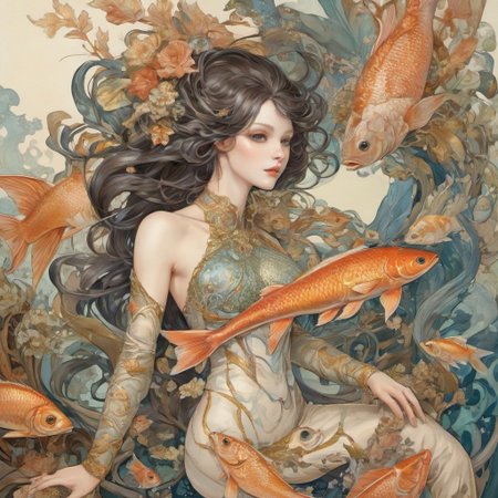 ((((anthropomorphic bipedal humanoid with fish like traits)))), scaly primeval sexy [merfolk].  bald, 
Bill Medcalf, Alphonse Mucha, Gustav Klimt.
beautiful sexy female Gorgeous, Large round breasts, perfect beautiful face,