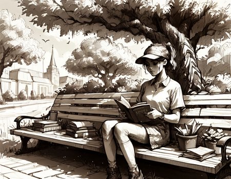 score_9, score_8_up, score_7_up,  <lora:Messy Sketch Style:1>, 1girl sitting in park on a bench, reading a news paper, monochrome