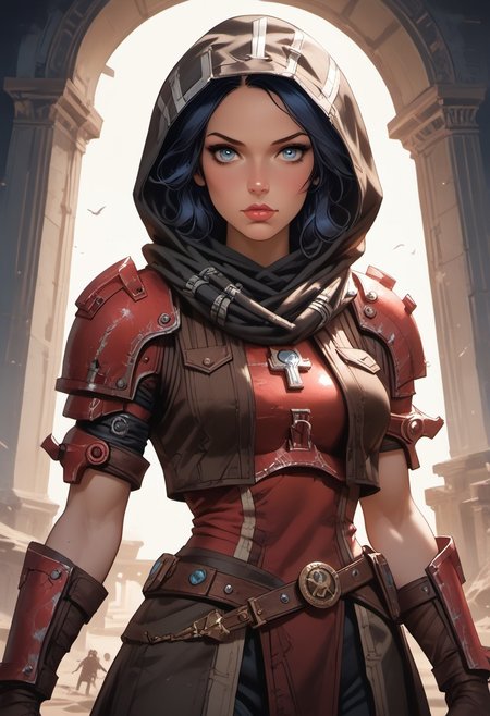 Stable_Yogis_PDXL_Positives, (score_9, score_8_up, score_7_up), ((Greek mythology style)), ((face focus, eye focus, dynamic angle, motion)), 1girl, solo, fantasy, (athenabl), (armor, gloves, hood, scarf, pants, belt), lace, cape, breathless intimacy, tanned skin, petite model bombshell, heart, young, delicate features, narrow pointy nose, tiny nose, lust, big eyes, seductive eyes, blue eyes, detailed skin, flared lashes, mascara, makeup, perky huge breasts, athletic body, narrow waist, skinny hips, 
warm light, detailed, neon dark party
 BREAK
milky way, runes, arcane, astral, surreal, ethereal glow, masterpiece, best quality, intricate design. colorful, moonlit nightsky, stained glass aesthetic, moody whimsical color palette, murano glass, bold soldering lines, volumetric light shining through, crepuscular rays, intricate craftsmanship, detailed texture, luminous transparency, reflective light play, vivid hues, atmospheric depth, enchanting silhouette, art nouveau,