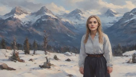 Positiv Clip L
 full body of a woman with blue eyes, mountains
Positive Clip G
 full body of a woman with blonde hair and expressive blue eyes snow-capped mountains in the background
---------