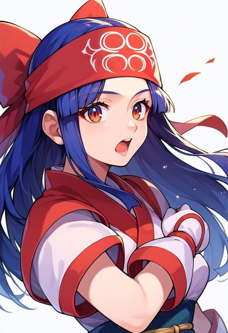 score_9, score_8, score_7, source_anime, ainu, hairband, hair bow, gloves, headband, sidelocks, open mouth, red bow, ribbon, bandana, bow