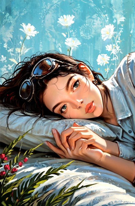 score_9_up, score_8_up, score_7_up, best quality, ultra highres, Casual, smooth skin, detailed, detailed background, sharp,
1woman, ( Lying on side with head propped up on hand)
BREAK
BREAK
1woman, 
 <lora:incase---1:0.4> <lora:KZKST:0.8> KZKST