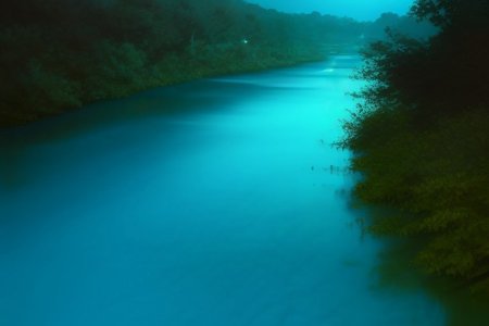 river, blue light