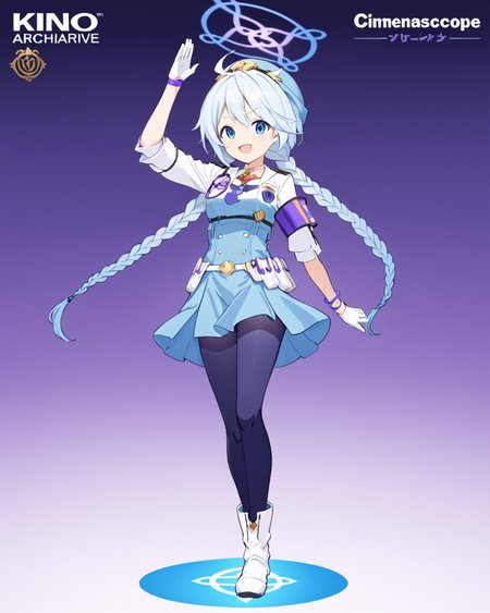 kirino \(blue archive\),1girl, solo, twin_braids, salute, pantyhose, boots, halo, hat, gun, open_mouth, character_name, armband, white_gloves, full_body, goggles, smile, white_footwear, looking_at_viewer
<lora:kirino_(blue_archive)_image172_2023-12-01:1>halo. gorgeous,key visual, vibrant, studio anime,award-winning, professional, highly detailed,high budget, cinemascope