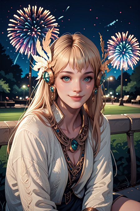 score_9, score_8_up, score_7_up,
<lora:LABeatrice:1.0>
LABeatrice, 1girl, long hair, blonde hair, hair ornament, looking at viewer, sitting, at night, fireworks, park, looking up, smile