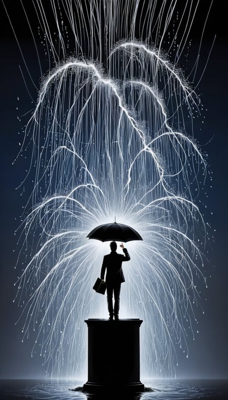 line art drawing Elevated"The symphony of rain, a serenade from the heavens, cleansing the earth with its rhythmic melody.", professional, sleek, modern, minimalist, graphic, line art, vector graphics, <lora:RMSDXL_Creative:3.5>