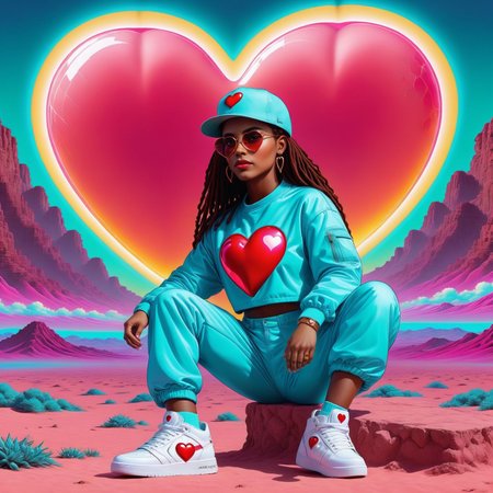 1990s hip hop-themed Luxurious Elegance,  <lora:NeonHeartv4:0.8> Neon Heart,  dreadlocks, extravagant, ornate, designer, opulent, picturesque, lavish. Vibrant streetwear fashion, graffiti art, boomboxes, vinyl records, urban landscapes, breakdancing, expressive and dynamic, highly detailed