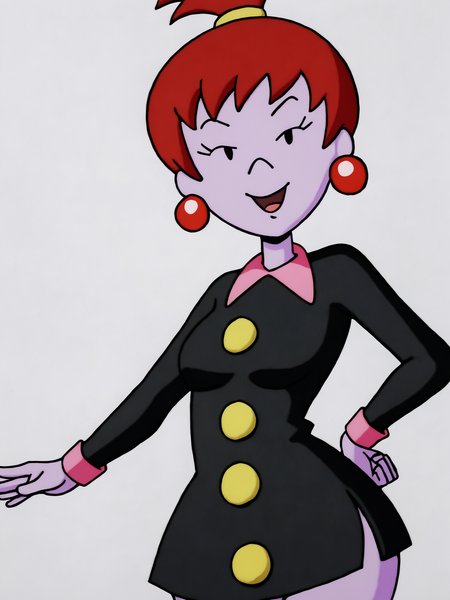 score_9, source_anime, masterpiece, high quality, BREAK, white background, 1girl, <lora:Beebee_Bluff_PDXLv0:0.5> beebee bluff, black dress, v:1.2, aged up, medium breasts, mature, wide hips,