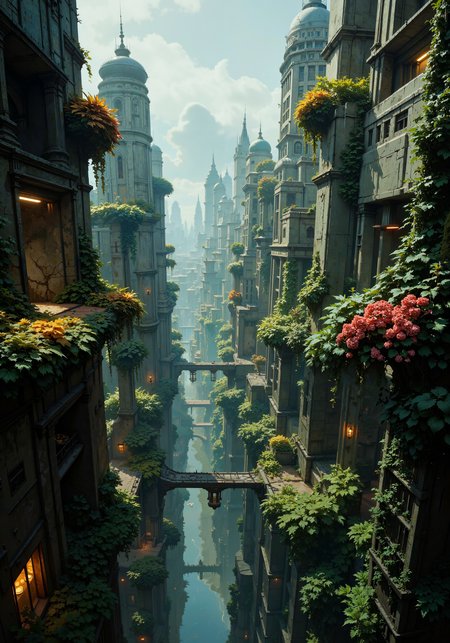 Elevated aerial perspective capturing a surreal fusion of futuristic city ruins and rewilded nature. Expansive urban decay with fragmented metallic structures, shattered glass, moss-clad concrete interwoven with vibrant, luminous foliage. Dramatic atmospheric lighting, intricate textures, sweeping spatial composition, and dynamic interplay of deep shadows with radiant hues. Advanced quality enhancers, 8k, masterpiece, cinematic framing, hyper-detailed rendering, cool electrifying color palette, evocative gradients. Colossal scale, visionary aerial perspective, layered complexity, enigmatic industrial remnants, reawakened organic elegance. <lora:FluxMythG0thicL1nes:0.1> <lora:flux_semifluid_pigments:0.2> <lora:flux.1_lora_flyway_Epic-detail_v2:0.2> <lora:Anime realistic V1:0.5> <lora:Organic Sauce - FLUX:0.4> <lora:flux_dev:1>