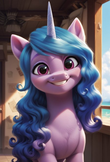 score_9, score_8_up, score_7_up, score_6_up, score_5_up, score_4_up, my little pony, ((feral pony)), izzy moonbow, 1girl, ((solo)), (sexy), beautiful, detailed, (detailed cute pony face), detailed eyes, detailed fur, detailed hooves, beautiful, vector, flat colors, (beautiful long eyelashes), (beautiful hooves), ((coastal town background)), colorful background, (looking at you, looking at viewer:1.5), selfie, smiling, one eye closed, ((close-up)), high angle