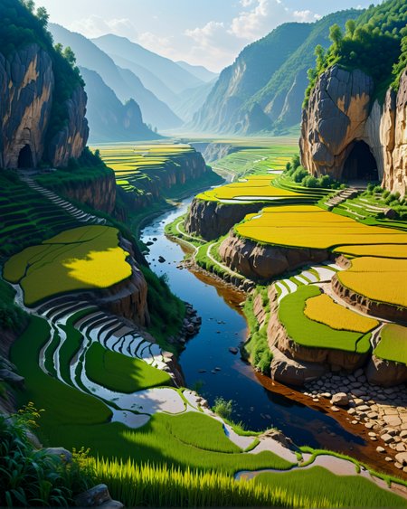 Surreal Landscape ,Creator Landscape,(style ofAlexander Ivanov (Biblical landscapes)),Rice paddies stepped into hillside,fossil impressions in shale,ice age cave paintings,
<lora:extremely_detailed:0.8> extremely detailed,
<lora:add-detail-xl:0.3>,
<lora:dreamshaperXL10_lora:0.3>
detailxl,
advntr,