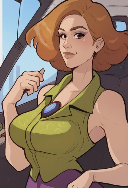 score_9, score_8_up, score_7_up, 1girl, mature_female, large_breasts, portrait, solo, looking_at_viewer, open_eyes, Jumping with one hand up, panorama, (Sangria suspender skirt), short hair, plait, Golden Brown hair, tank interior, upper_body, rating_safe, <lora:pony\artist_styles\hornyx_pony:1.0>