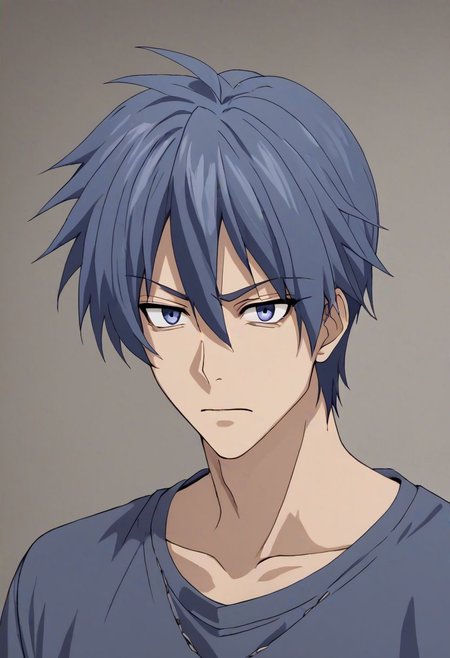 high resolution, solo, best quality, 1Boy, Tomoya Okazaki, Grey Blue Hair, guts's test, haunted place, OverallDetail