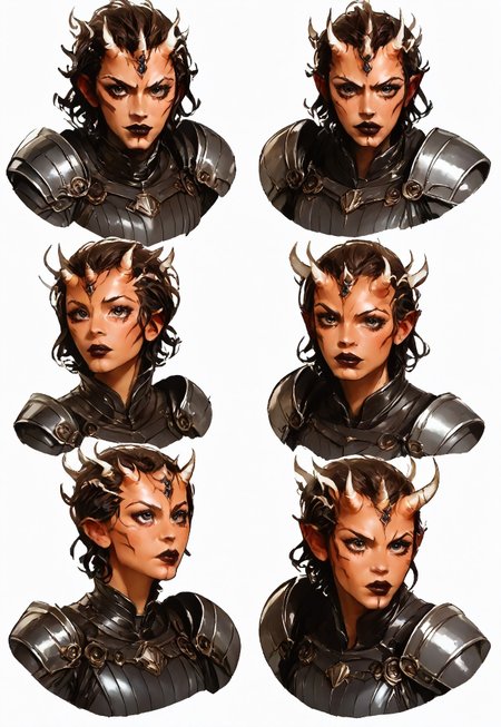 (score_9, score_8_up), score_7_up, source_anime, novuschroma43 style,  female Dathomirian Zabrak alien wearing jedi robes over heavy armor, many small white horns, t4s14, conceptart,multiple views,white background,simple background