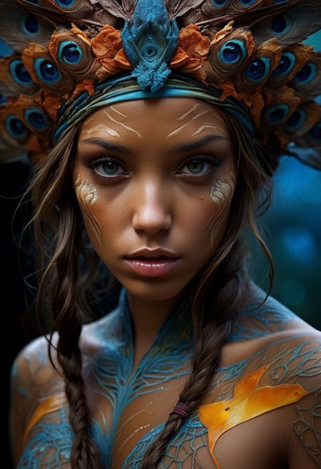 Close-up face, make-up, mysterious tanned girl in traditional clothing, goddess, alluring, by Minjae Lee, Carne Griffiths, Emily Kell, Steve McCurry, Geoffroy Thoorens, Aaron Horkey, Jordan Grimmer, Greg Rutkowski, amazing depth, double exposure, surreal, intricately detailed, bokeh,  perfect balanced, deep fine borders, artistic photorealism , smooth,  great masterwork by Suiras  <lora:add-detail-xl:2>  <lora:Double_Exposure:0.5>