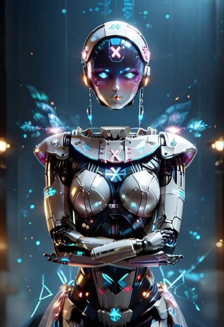 score_9, score_8_up, score_7_up, BREAK
,saatomi, 1girl, robot, chief uniform,pouting,looking away,crossed hands,blush, featuring holographic interfaces, disembodied_head_smooth_shoulder,
Cyberspace