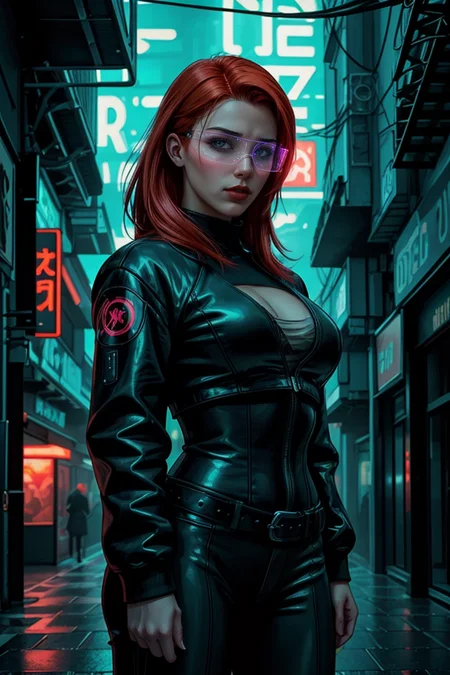 portrait of k31r4sr0v2, pulp cover art <lora:neg4all_bdsqlsz_V3.5:0.8> <lora:AdvancedEnhancer:0.8> <lora:LED_Glasses:0.865> cyberpunk glasses, <lora:NeonNoir-000002:0.21> a strong woman with fabric straining bust, Neon noir, Cyberpunk, dark, rainy streets, neon signs, high contrast, low light, vibrant, highly detailed, neon lighting, (caustics:1.3), portrait photography, rainy city street with neon signs, (masterpiece, best quality, absurdres, detailed, ultra-detailed:0.8)