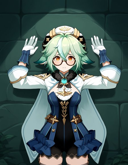 <lora:midis_Surrendering_V1-LR[NAIXL-vPred]:1> , surrendering, 1girl, sucrose \(genshin impact\),, masterpiece,best quality, very aesthetic,absurdres,newest,