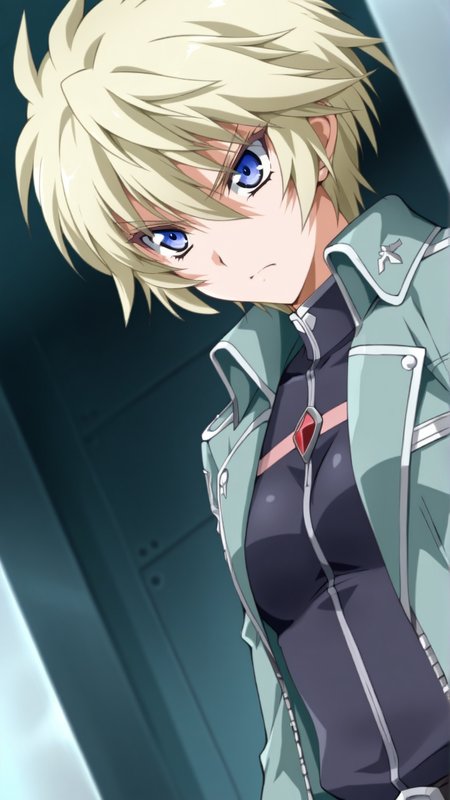 source_anime, general, best quality, masterpiece, 1girl,  <lora:Esther_Elhous_ill_v1.0:1> esther_elhous\(srw\),blue eyes , blonde hair, yellow hair,tsurime, small breasts ,military uniform,open jacket, serious , angry, dynamic pose, dutch angle,