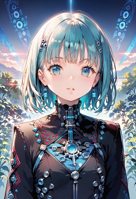score_9, score_8_up, score_7_up, source_anime, solo, 1girl, JairouP, (work of art, Maximum quality, best qualityer, offcial art, Beauty and aesthetics: 1.2), (1 girl: 1.3), (Fractal Art: 1.3), Vibrant Aqua Blue Eyes, Medium hair with tassels,