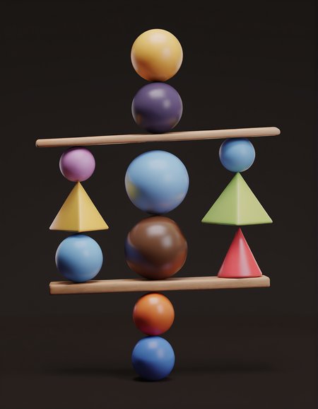 3d render, masterpiece balance composition of many colorful shapes, dark brown background <lora:3d-render-v2:1>