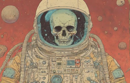 masterpiece,best quality,<lora:tbh56-sdxl:1>,illustration,Astronaut Skeleton