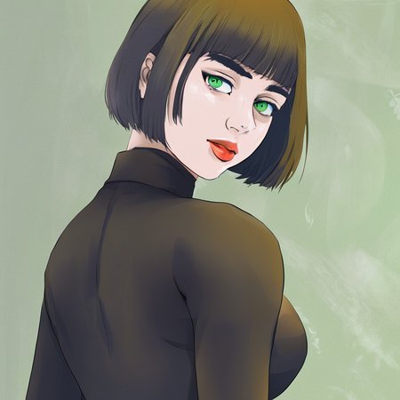 masterpiece, best quality, girl, short hair, green eyes, huge breasts,   <lora:fengge2.1-000004:0.8>