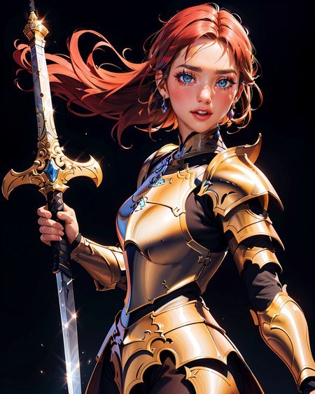 an illustration of a female paladin adorned in holy armor, wielding a sacred sword, furrowed brow, 
masterpiece, best quality, intricate detail, high background detail, high contrast,   <lora:emotion_angry_slider_v1:0.5>