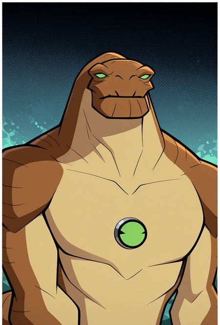 <lora:humungousaur-08:1> humungousaur, dinosaur, 1boy, male focus, solo, green eyes, no humans, brown skin, , green sclera, tail, no pupils, zoomed out view,  <lora:cyanide_and_happiness_style_ill:1>, masterpiece, best quality, amazing quality, very aesthetic, absurdres, newest,, upper body, halftone effect, white borders, abstract background:1.2,