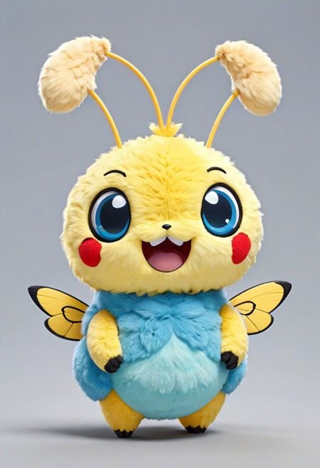 little tinny chubby kawaii fluffy Beautifly Pokmon as a real staff toy, cute small eyes, ((furry staff toy)), funny facial expression, moon, room, exaggerated action, 3D character, a bit fluffy, elougate shapes, cartoon style, minimalist, HD, high detailed, 8k
