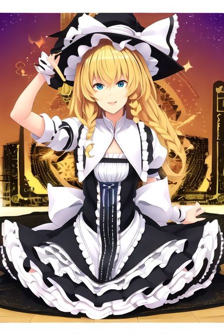 solo, 1girl, solo_focus, (((masterpiece))), ((best quality)), ((ultra-detailed)), ((too_many)):16, high resolution, absurdres, highres, ultra-detailed 8k unity wallpaper, 
kirisame_marisa_(curiosities_of_lotus_asia), kourindou marisa,