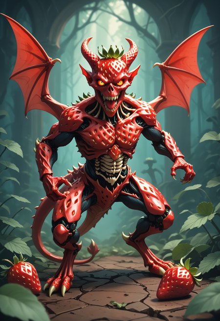 score_9, score_8_up, score_7_up,
Skeletal demon, horns, bat wings, action pose, detailed background,
WORLD MORPH STRAWBERRY, MULTIPLE STRAWBERRIES SKIN