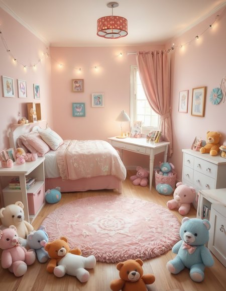 sfw,A young woman,long blond hair, standing in a cozy, pastel-colored bedroom,Girl b3dr00m, wearing a whimsical bear-shaped pajama suit. The costume is soft and fluffy, featuring bear ears on the hood, a small tail at the back, and paw-like patterns on the feet. The woman has a relaxed and cheerful expression, with her hands resting playfully on her hips. The bedroom is decorated with fairy lights, plush toys, and pastel-colored furniture, including a bed with a floral duvet, a small desk with a lamp, and a rug shaped like a star. The lighting is soft and warm, giving the scene a dreamy and comfortable atmosphere.<lora:SDXLFaeTastic2400:0.4> <lora:extremely_detailed:0.4> extremely detailed,
 <lora:Girl_b3dr00m:1>, Masterpiece,best quality,hi res,8k,hi res,8k,award winning,(sharp focus, intricate, highly detailed),