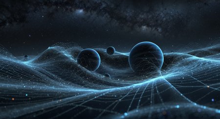 scenic view, (monochrome spot color, bright neon against blackness of space close detailed view upon Cosmic string, , vibrating, gravitational anomaly, dark energy, :1.24) ((pui:0.42),), (pui:0.42)  ,