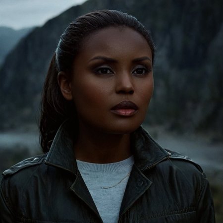 cinematic film still of <lora:add-detail-xl:0.1>1
<lora:detailed:0.3> realism
<lora:perfection style:0.2> perfect
<lora:eyetune:0.6>
<lora:xl_more_art-full_v1:0.3>
<lora:Ron Fricke style:0.3>
<lora:Unreal Engine style:0.3>
<lora:TeethXL:0.3>
<lora:Chiaroscuro Lighting Style:0.3> Chiaroscuro Lighting Style
 <lora:Alan Wake horror story style:1>
 <lora:horror movie style:0.3>
Saga Anderson protagonist2 a woman with a jacket on looking at the camera, horror movie themed, sharp, detailed, epic photography, artistic style, dramatic light, cinematic style, film style, creative style, horror story style, 1girl, solo, brown hair, black hair, brown eyes, jewelry, jacket, upper body, earrings, outdoors, dark skin, blurry, dark-skinned female, lips, very dark skin, 1boy, male focus, facial hair, dark-skinned male, mountain, realistic
, shallow depth of field, vignette, highly detailed, high budget, bokeh, cinemascope, moody, epic, gorgeous, film grain, grainy