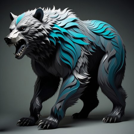 werewolf bear in biomorphic  art style