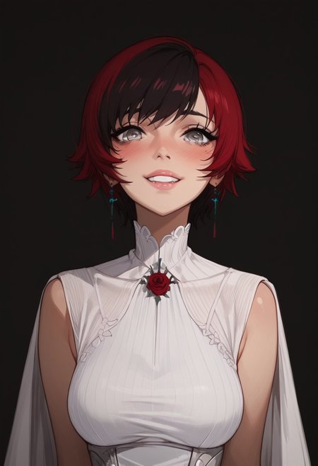 score_9, score_8_up, score_8. score_9, score_8_up, score_7_up, score_6_up, masterpiece, 4k, high quality, (best quality:1.1), ExpressiveH
1girl, RubyRose, short hair, black hair, red hair, two-tone hair, grey eyes, large breasts, blushing, looking at viewer, smiling, g0dd3ss, white dress
green background
