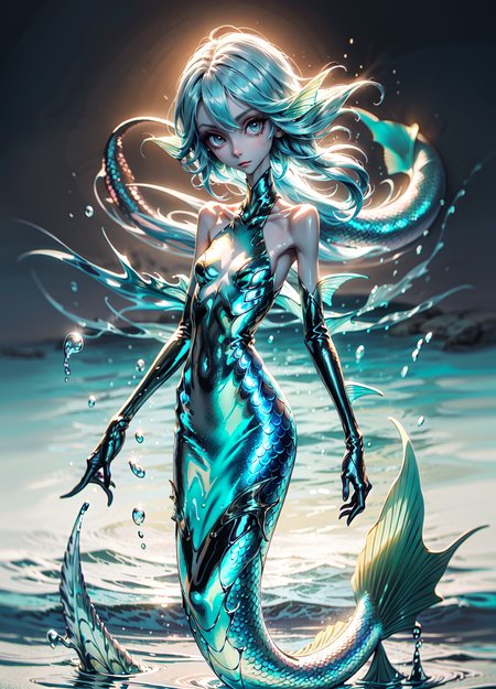 1girl, mermaid girl,slime substance, melting, colored skin, full body, mermaid, mature female, Original Character, Volumetric Lighting, Best Shadows, Shallow Depth of Field, Stunningly Beautiful Girl, Delicate Beautiful Attractive Face, <lora:anti_longtorso_v10:1>  <lora:weight_slider_v2:-5>